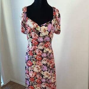 Lily Rose Black and Pink Floral Midi Dress